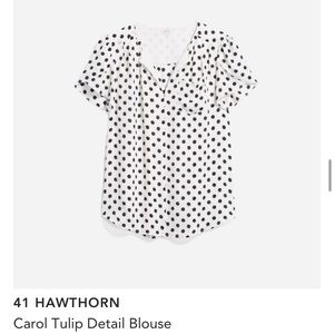 Stitchfix 41 Hawthorne Carol Tulip Detail Blouse, medium dotted blouse